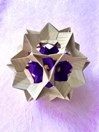 新作　花かご　桔梗　ブロック折り紙